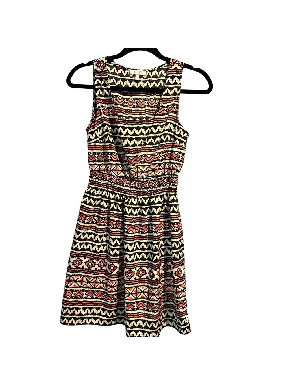 Delia's Size Small Geometric Striped Sleeveless Dress Navy Pink Tan Lightweight